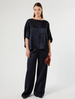 Poncho jacquard - BLU NOTTE