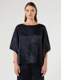 Poncho jacquard - BLU NOTTE