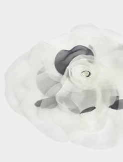 Spilla a fiore in organza - BIANCO AVORIO