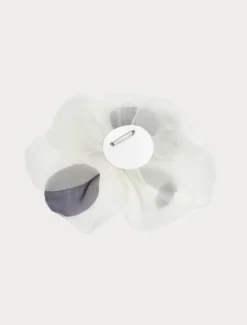 Spilla a fiore in organza - BIANCO AVORIO