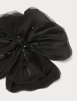 Spilla in organza di seta - NERO