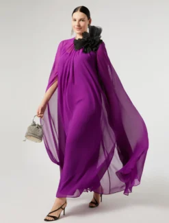 Spilla in organza di seta - NERO