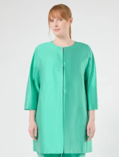 Spolverino in shantung di seta - VERDE PASTELLO