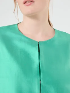 Spolverino in shantung di seta - VERDE PASTELLO