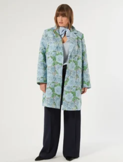 Spolverino jacquard a fiori - AZZURRO