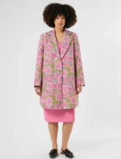 Spolverino jacquard a fiori - ROSA