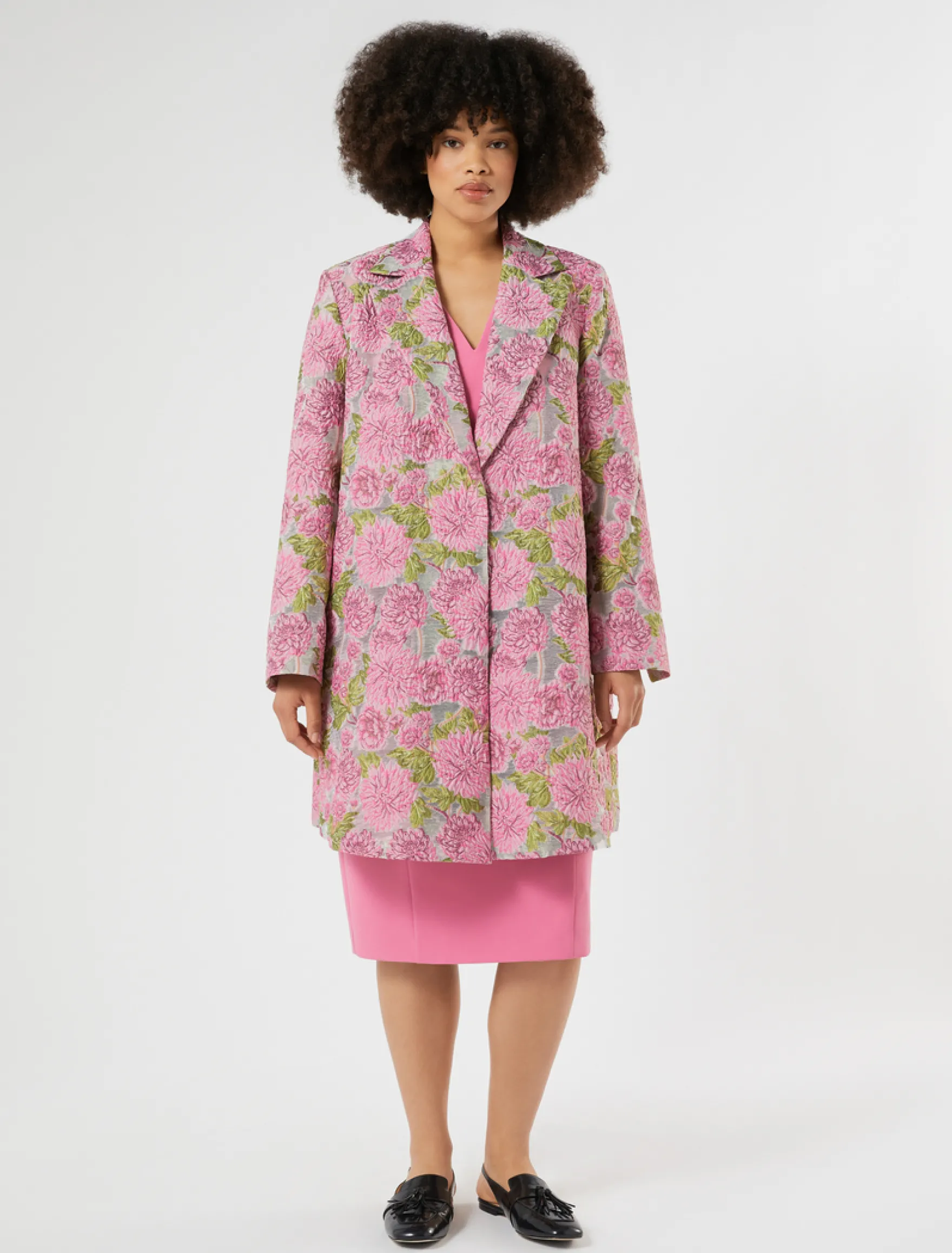 Spolverino jacquard a fiori - ROSA
