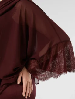 Stola in georgette con pizzo - ROSSO VIOLA