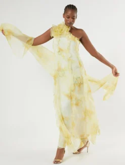 Stola in organza di seta - GIALLO CHIARO
