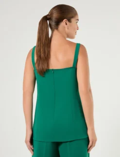 Top in cady con ricamo - VERDE SMERALDO