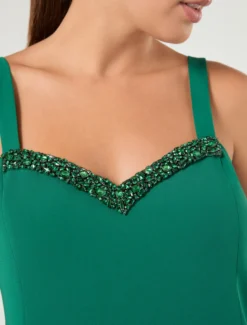 Top in cady con ricamo - VERDE SMERALDO