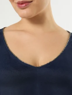 Top in cady di misto seta - BLU
