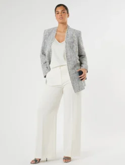 Top in crêpe de Chine con strass - BIANCO AVORIO