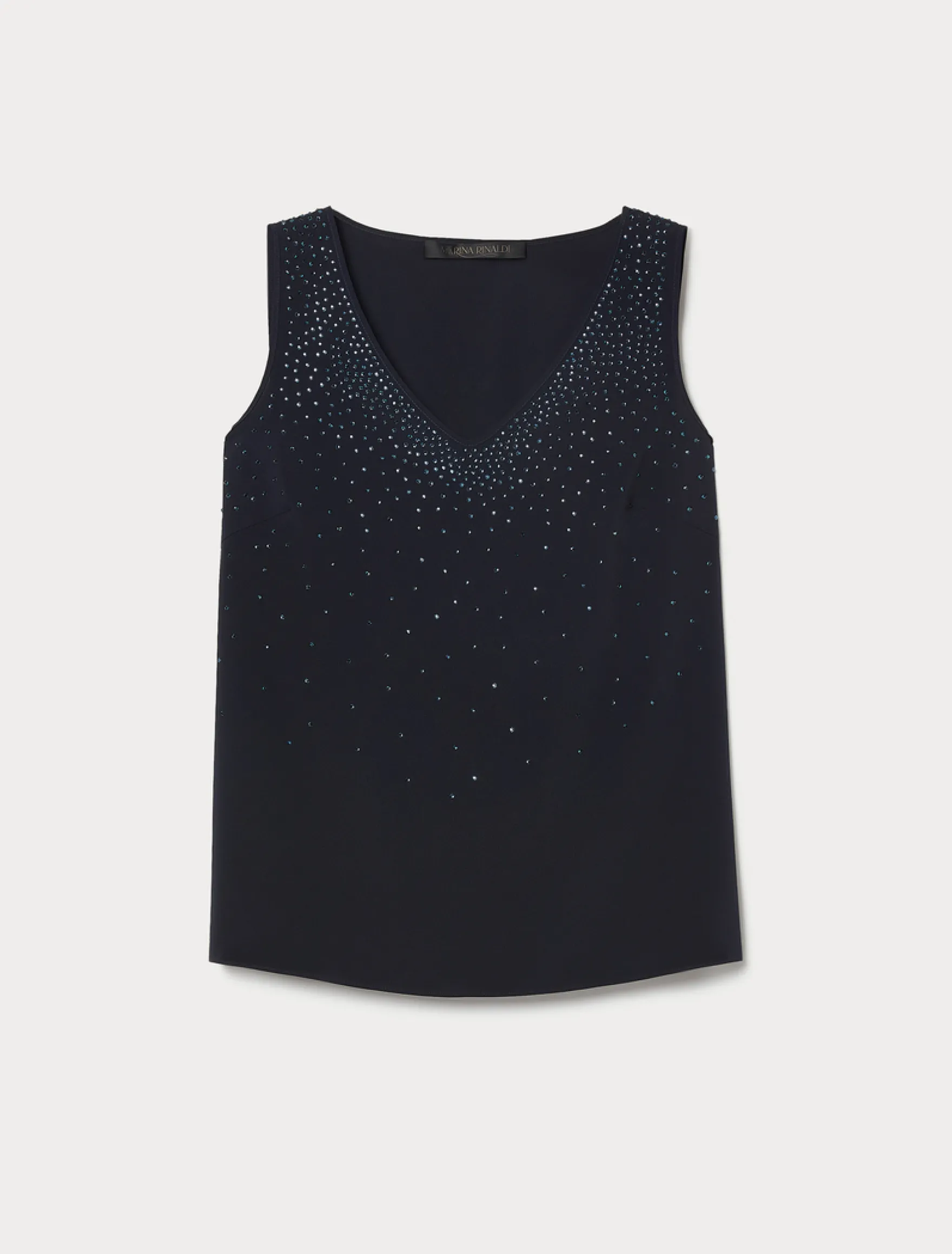 Top in crêpe de Chine con strass - BLU NOTTE