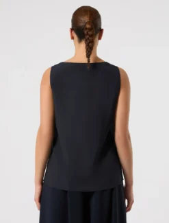 Top in crêpe de Chine con strass - BLU NOTTE