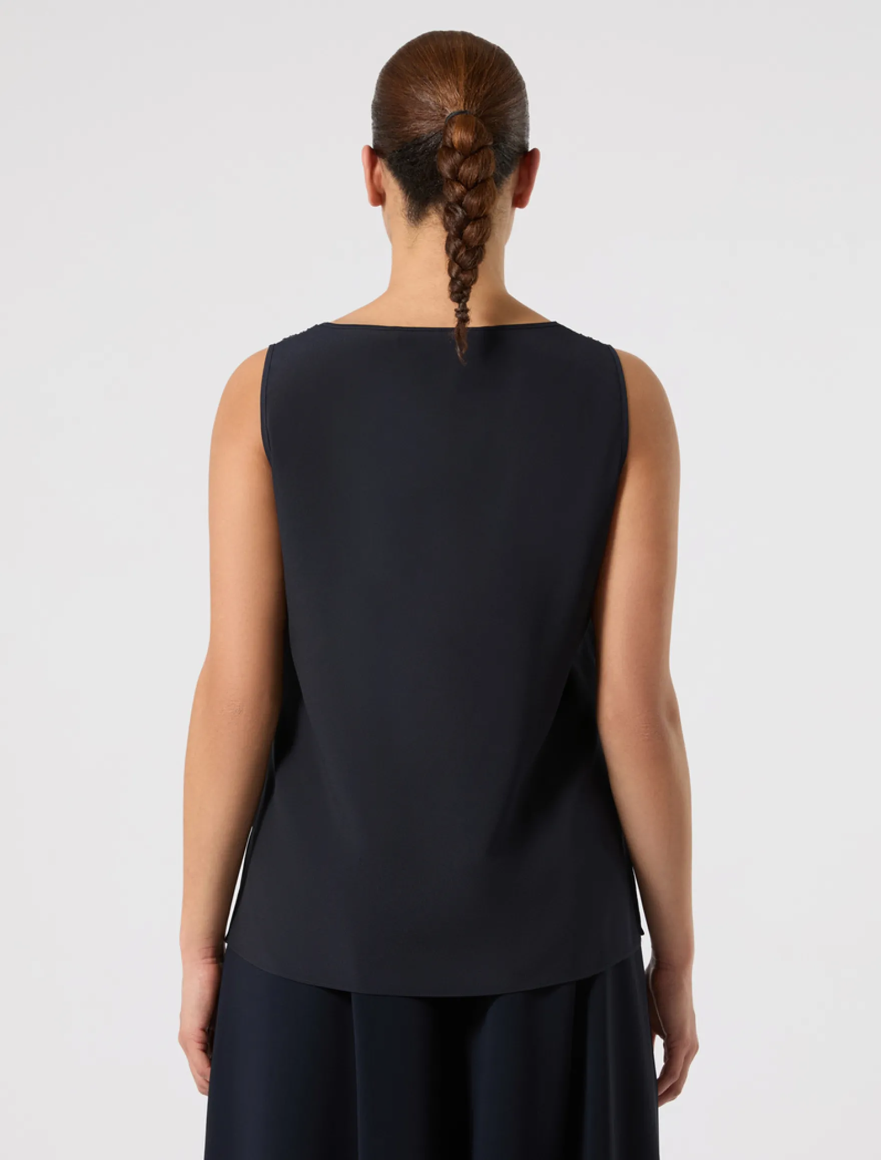 Top in crêpe de Chine con strass - BLU NOTTE