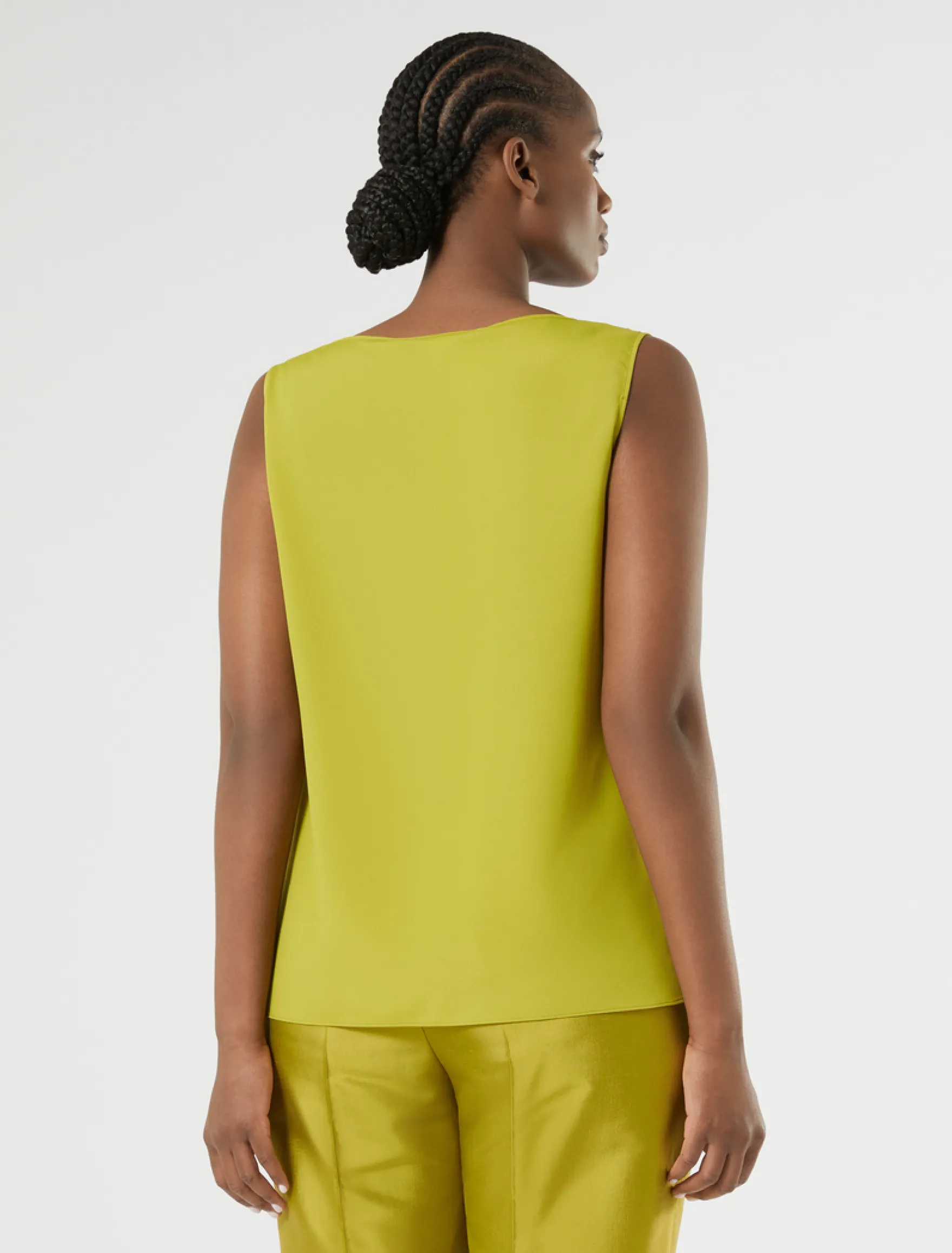 Top in crêpe de Chine con strass - VERDE OLIVA