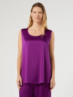Top in crêpe envers satin - FUXIA VIOLA