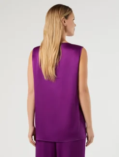 Top in crêpe envers satin - FUXIA VIOLA
