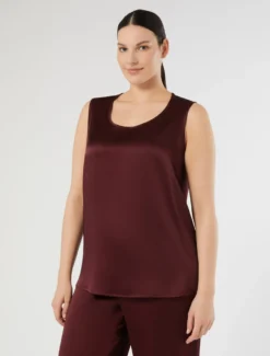 Top in crêpe envers satin - ROSSO VIOLA