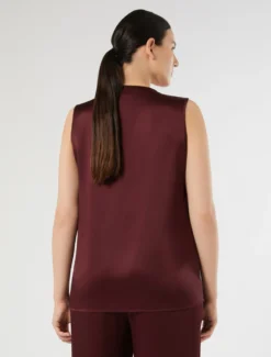 Top in crêpe envers satin - ROSSO VIOLA