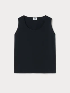 Top in crêpe fluido - BLU MARINO