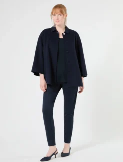Top in crêpe fluido - BLU MARINO