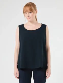 Top in crêpe fluido - BLU MARINO