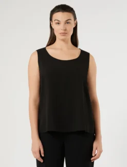 Top in crêpe fluido - NERO