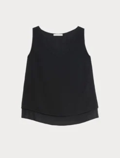 Top in crêpe georgette - NERO