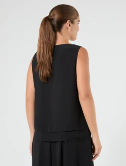 Top in crêpe georgette - NERO