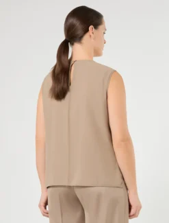 Top in georgette e chiffon con ricamo - TORTORA