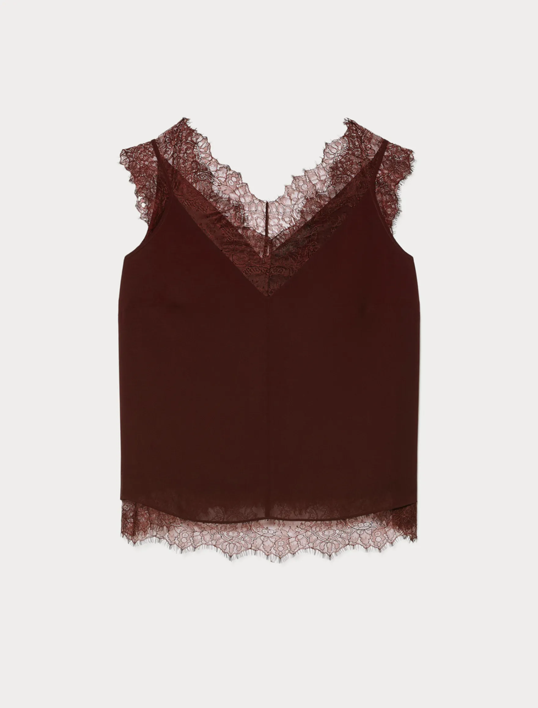 Top in georgette e pizzo - ROSSO VIOLA