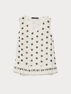 Top in georgette plissé - BIANCO AVORIO