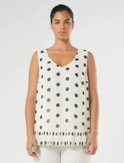 Top in georgette plissé - BIANCO AVORIO