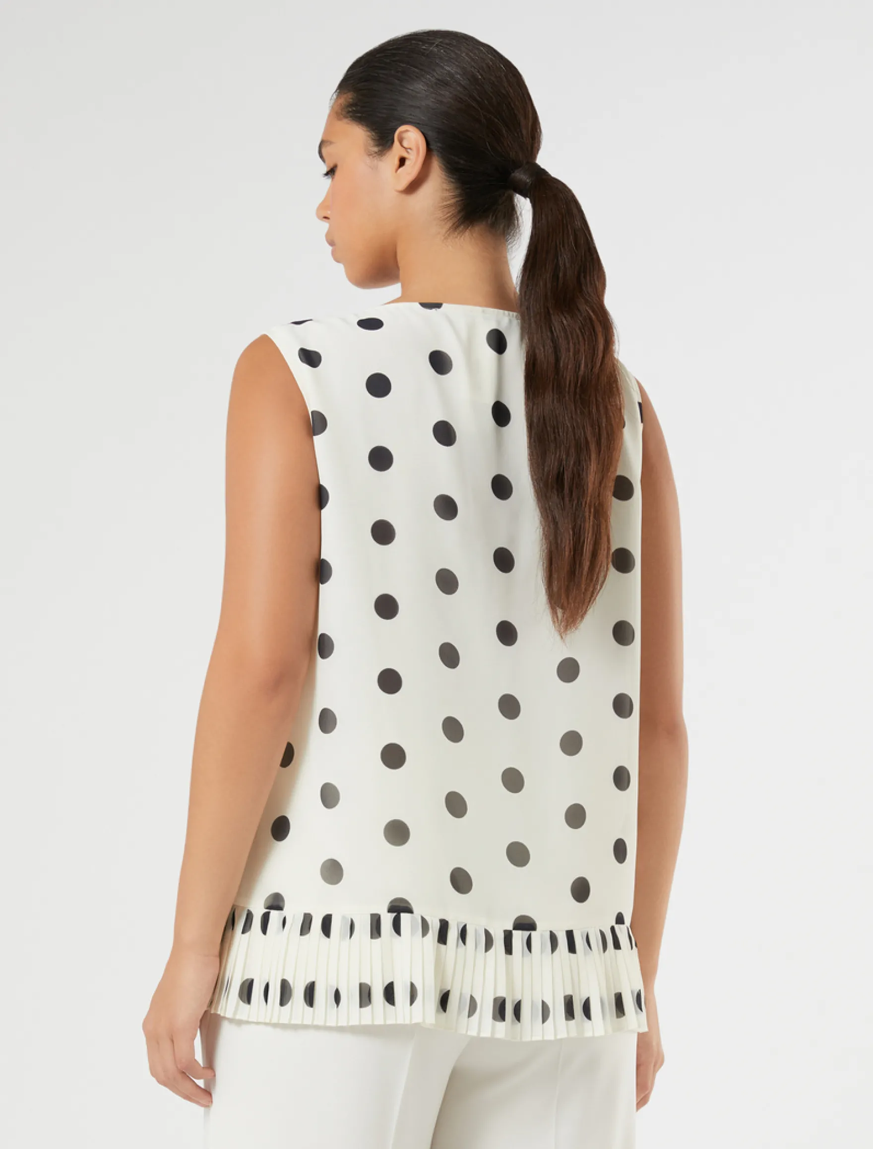 Top in georgette plissé - BIANCO AVORIO