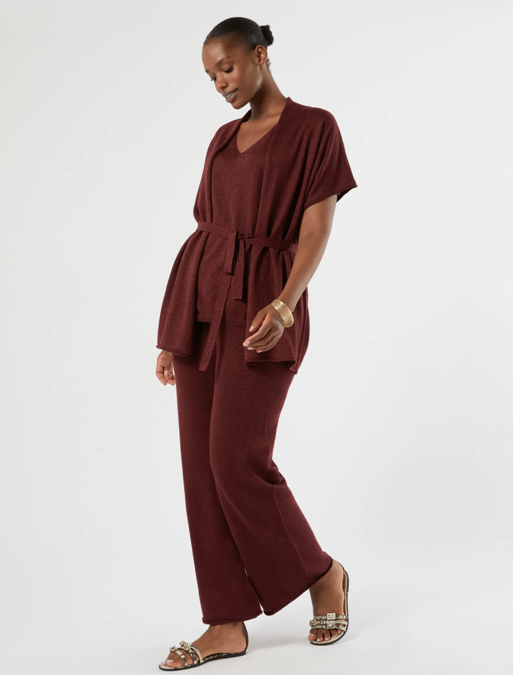 Top in maglia di lino e lurex - BORDEAUX