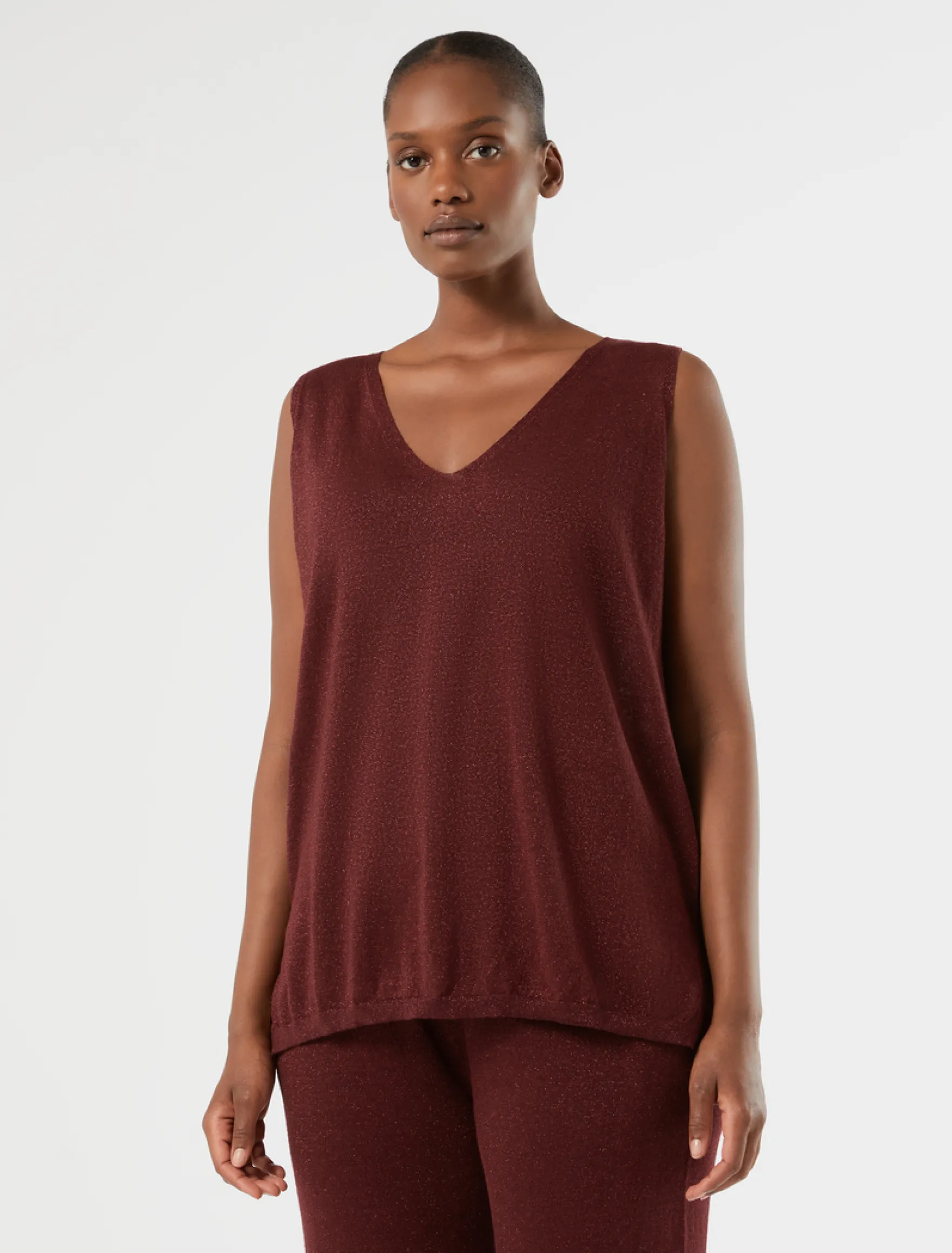 Top in maglia di lino e lurex - BORDEAUX