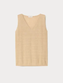 Top in maglia di lino e lurex - CAMMELLO
