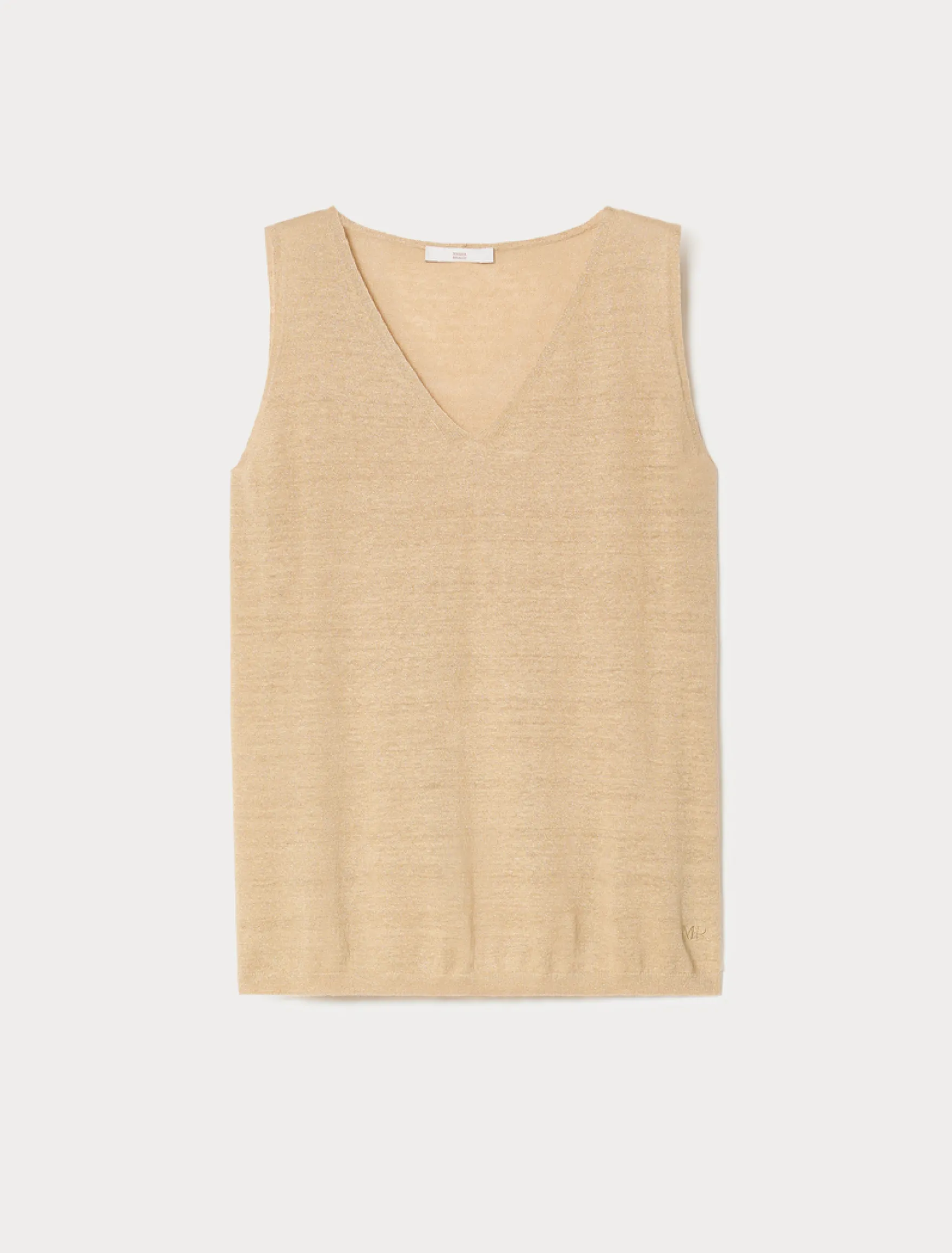 Top in maglia di lino e lurex - CAMMELLO
