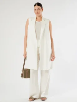 Top in misto lino - BIANCO OTTICO