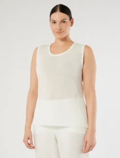 Top in misto lino - BIANCO OTTICO