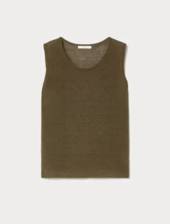 Top in misto lino - VERDE OLIVA