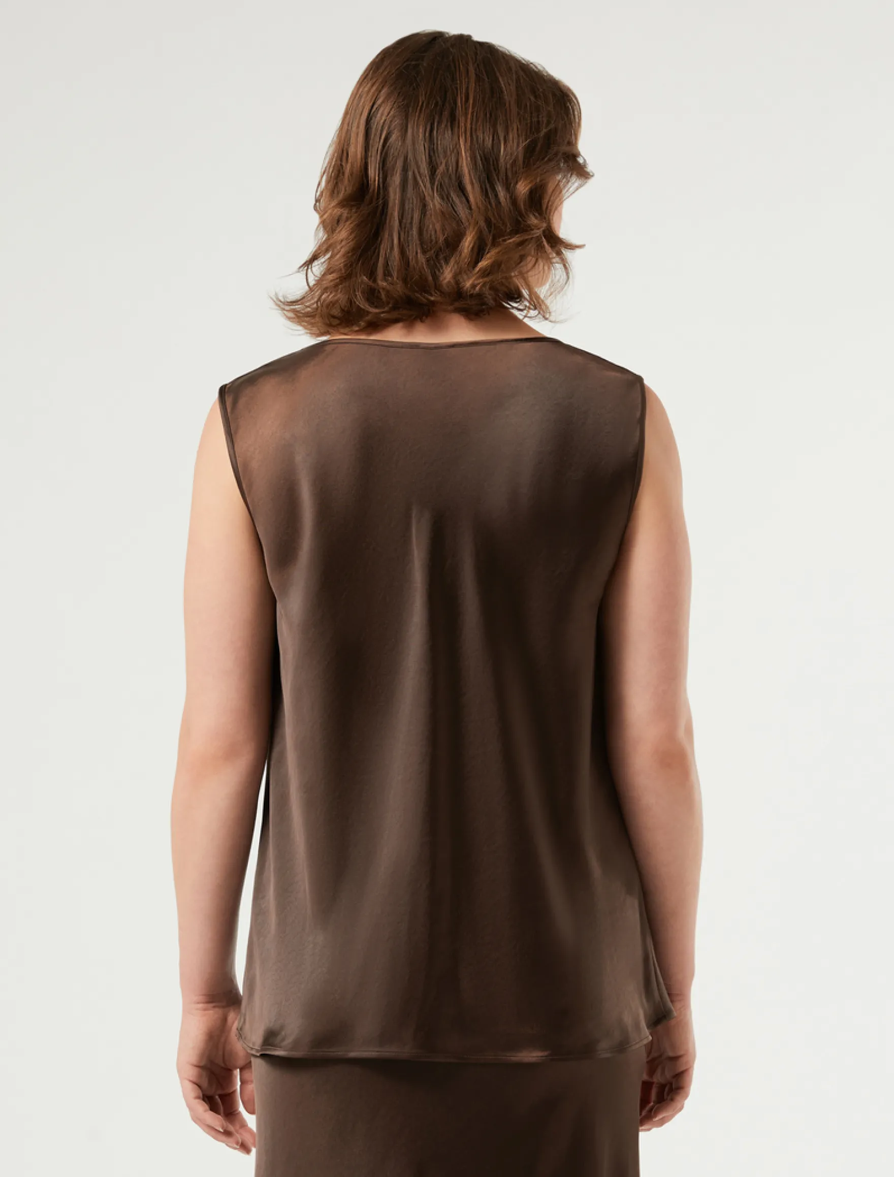 Top in raso con scollo drappeggiato - CACAO
