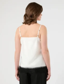 Top in satin e pizzo - BIANCO