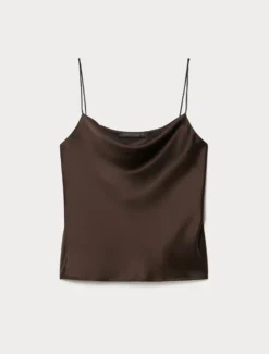 Top in satin - MARRONE SCURO