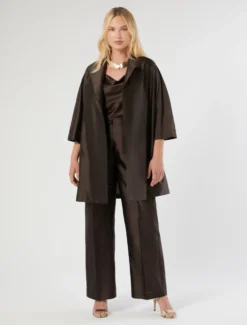 Top in satin - MARRONE SCURO
