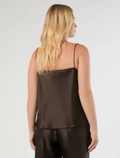 Top in satin - MARRONE SCURO