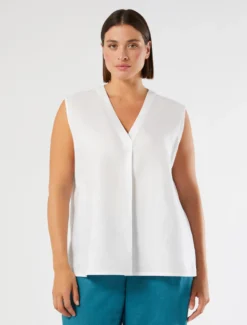 Top in tela di lino - BIANCO OTTICO