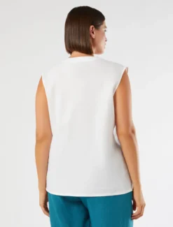 Top in tela di lino - BIANCO OTTICO